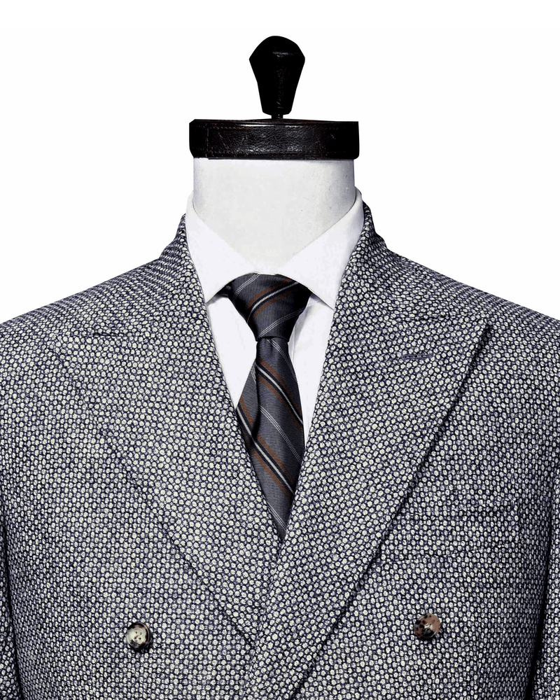 Dugdale Tweed-Doppelreiher-Jacke in Hellgrau und Blau
