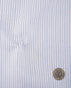 Weißes Bleistift-Streifen-Shirt in Baby-Blau