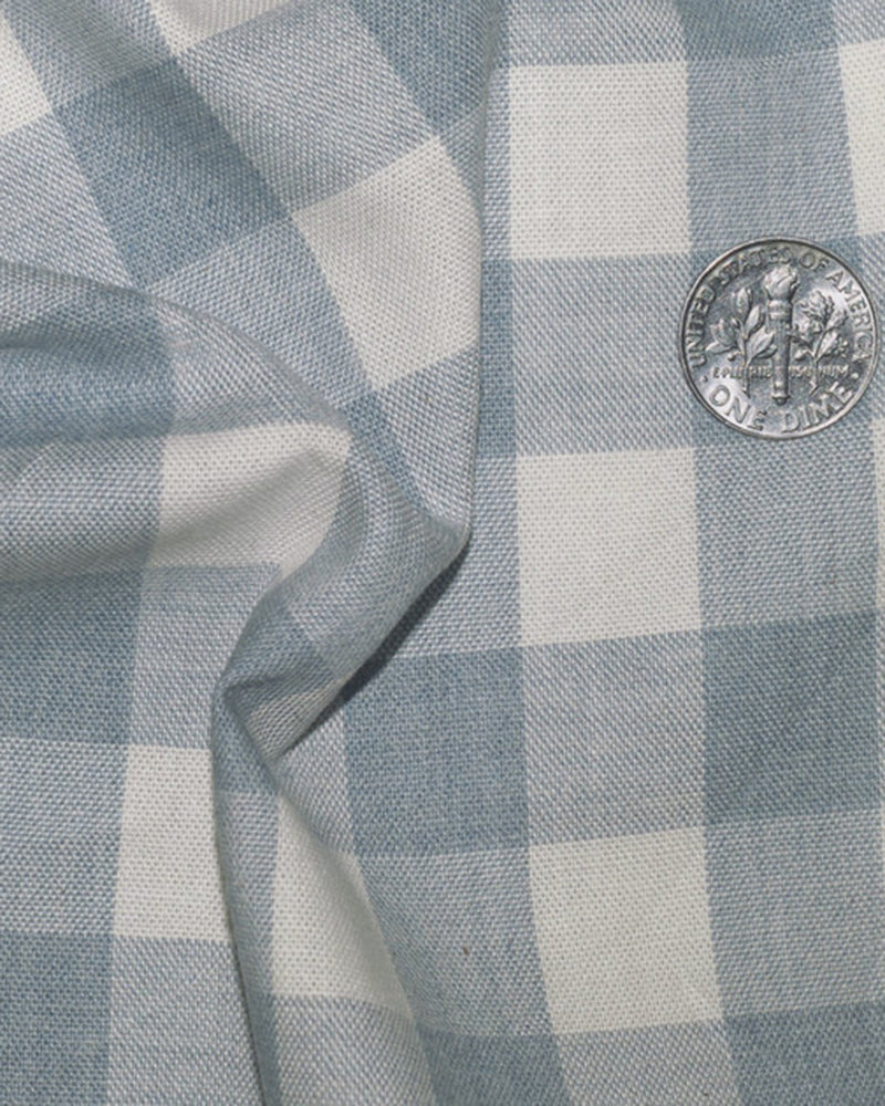 Gewaschener Indigo-Creme-Gingham