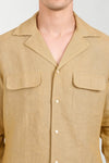 Camp Collar Shirt in Goldish Yellow Linen