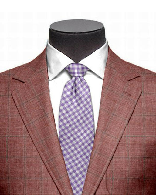 Ethomas Dark Salmon Pink Windowpane Checks Jacke