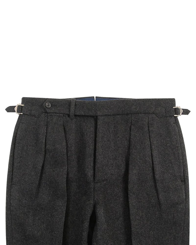 Anthrazitgraue Flanellhose aus 100 % Wolle mit hohem Bund