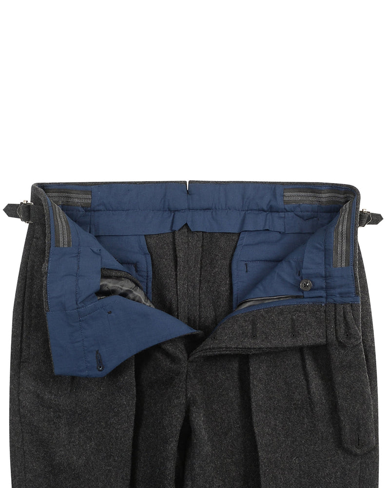 Anthrazitgraue Flanellhose aus 100 % Wolle mit hohem Bund