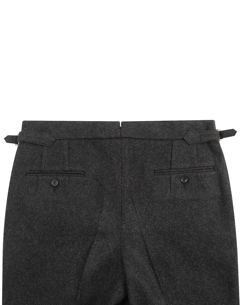 Anthrazitgraue Flanellhose aus 100 % Wolle mit hohem Bund