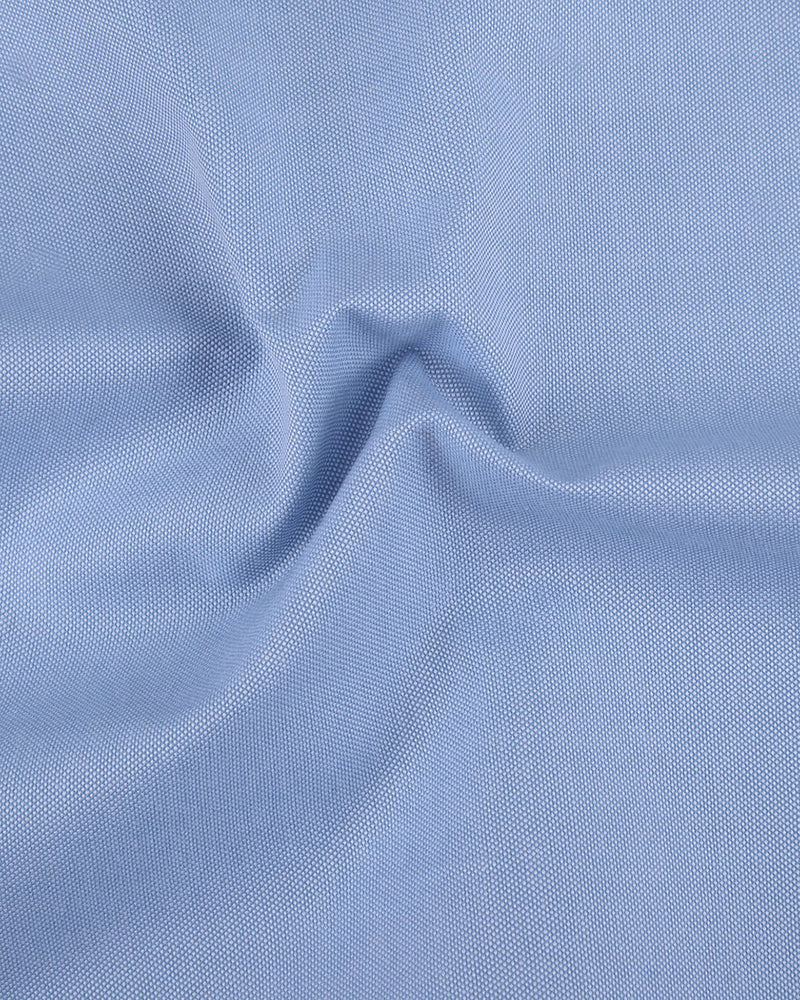 Chemise habillée Oxford bleu moyen à pois