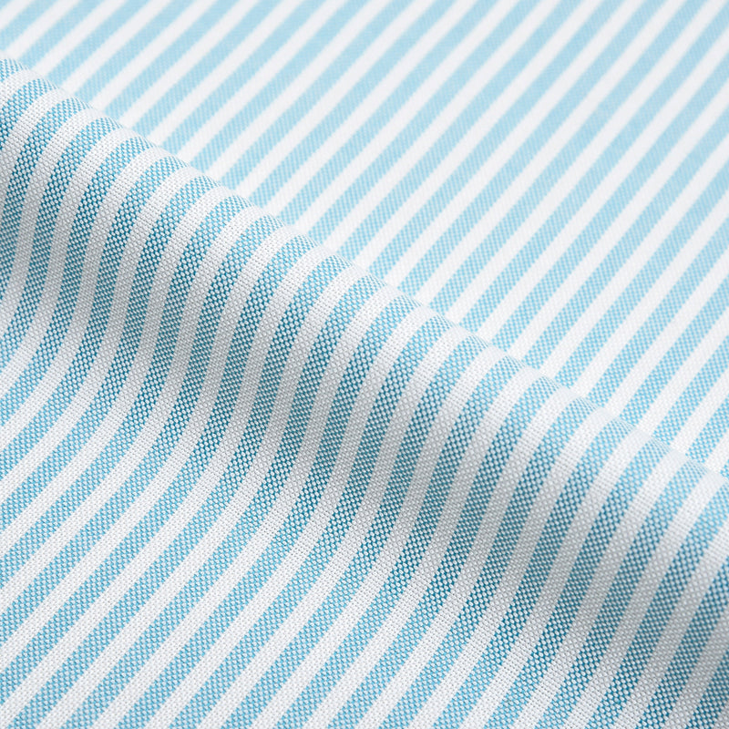 Ferozi Oxford-Hemd mit blauen und weißen Universitätsstreifen, knitterarm