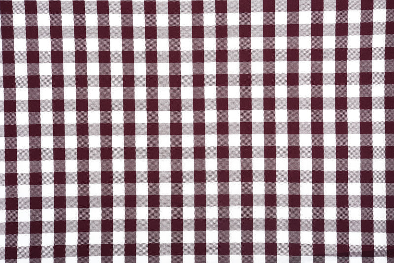 Kastanienbraunes Hemd mit breitem Gingham-Karomuster in Weiß