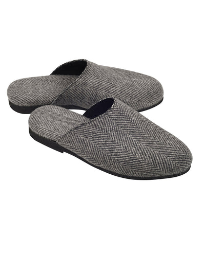 Pantoufles en daim et cachemire gris