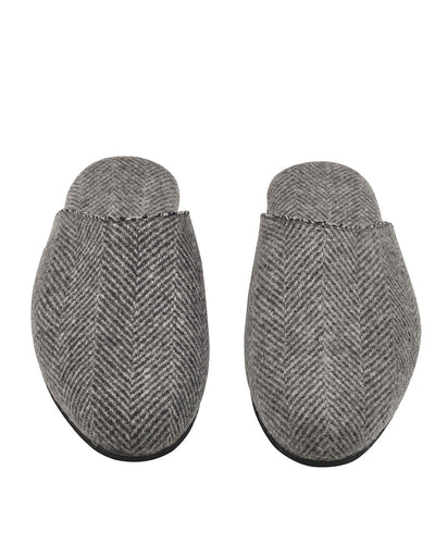 Pantoufles en daim et cachemire gris
