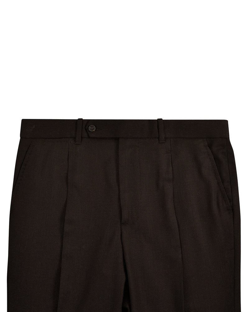 Braune Vogelaugen-Kleiderhose aus Wolle