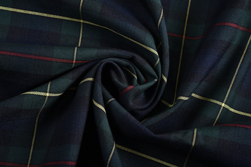 Carreaux bleu marine, vert et rouge à gros motifs