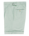 Hellgrüne Baumwoll-Leinen-Shorts