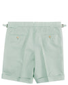 Hellgrüne Baumwoll-Leinen-Shorts