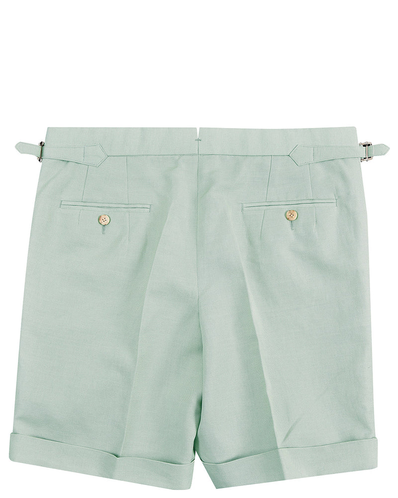 Hellgrüne Baumwoll-Leinen-Shorts