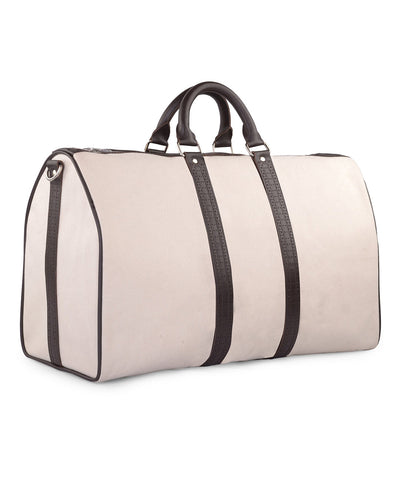 Reisetasche mit Lederbesatz