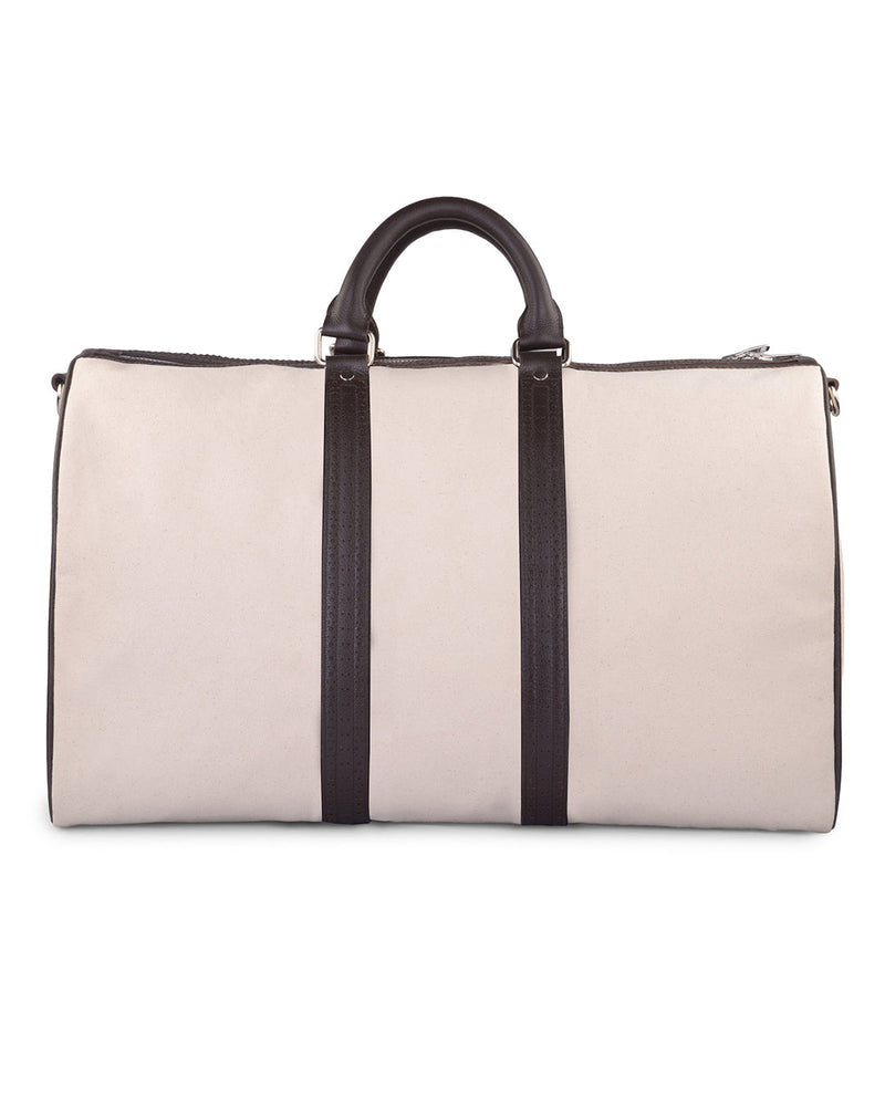 Reisetasche aus Segeltuch mit Brogue-Lederbesatz