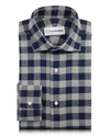 Silbergrauer marineblauer Gingham-Flanell