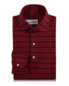 T-shirt à larges rayures marron marine bonbon