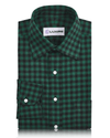 Grün-schwarzes Gingham-Twill-Flanellhemd