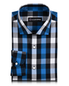 Freitag Shirt: Blau Weiß Schwarz Makro Gingham