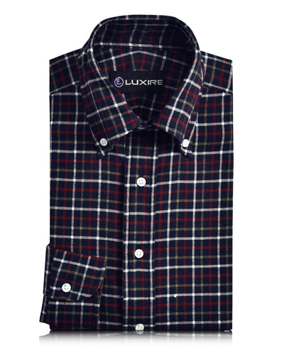 Marineblauer Tattersall-Flanell in Rotbronze