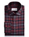 Kastanienbraunes, graues Tattersall-Flanell-Arbeitshemd