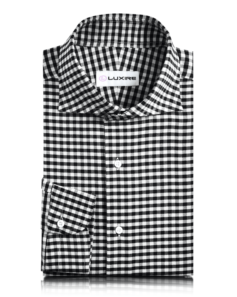 Schwarzes Ecru-Gingham-Hemd