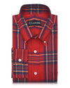 Rotes, marineblaues Flanellhemd mit Tartanmuster