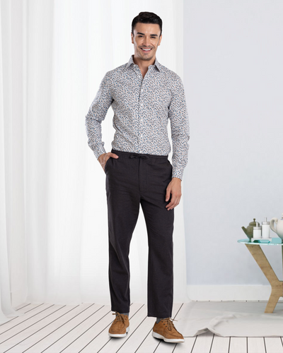 Charcoal Grey Milange Cotton Flannel  Drawstring Pant