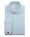 Ferozi Oxford-Hemd mit blauen und weißen Universitätsstreifen, knitterarm