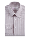 Bordeauxrotes, gestreiftes Oxford-Hemd mit knitterfreiem Material
