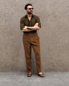 Pantalon habillé en lin Fresco Tobacco