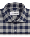 Silbergrauer marineblauer Gingham-Flanell