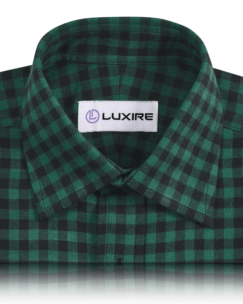 Grün-schwarzes Gingham-Twill-Flanellhemd