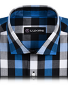 Freitag Shirt: Blau Weiß Schwarz Makro Gingham