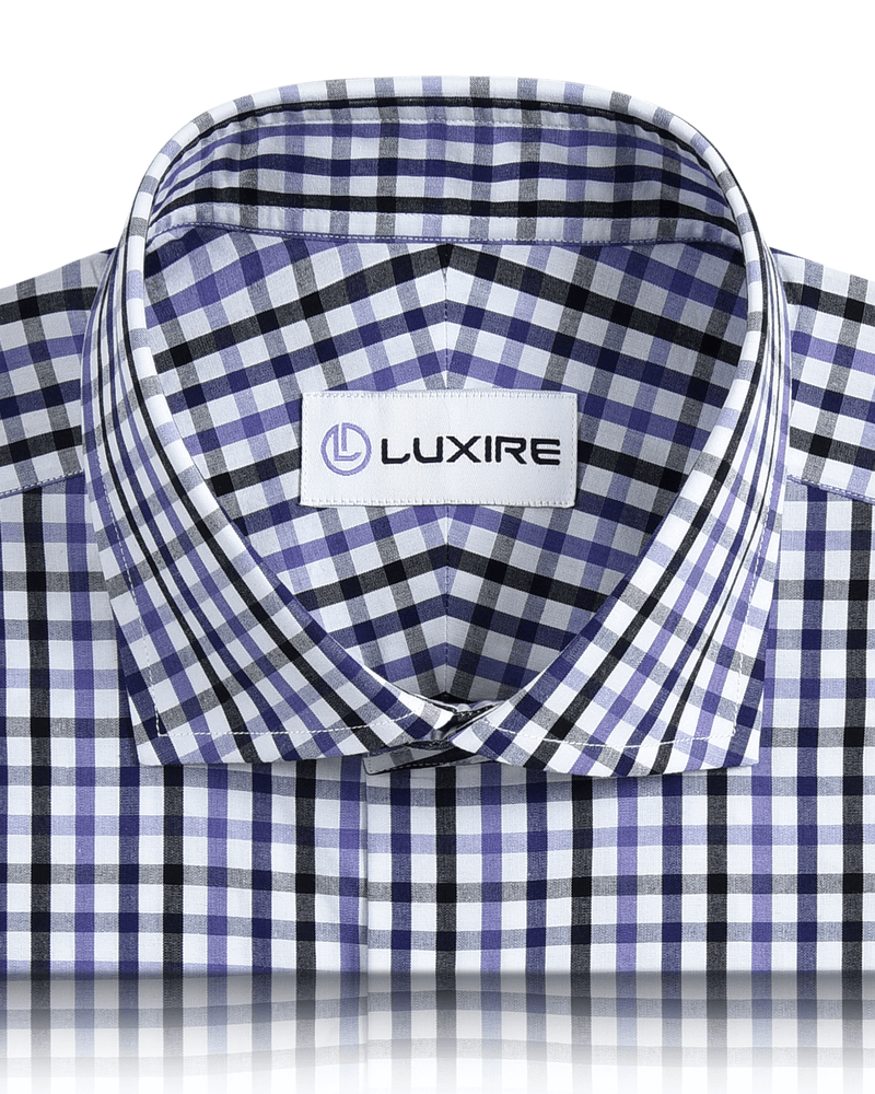 Lila-schwarzes Tattersall Gingham-Hemd