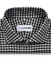 Dunkelblaues, ecrufarbenes Gingham-Hemd