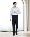 Pantalon en flanelle de laine bleu marine EZS