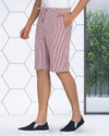 Short en seersucker à rayures Bengal rose rouge et blanches