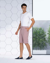 Short en seersucker à rayures Bengal rose rouge et blanches