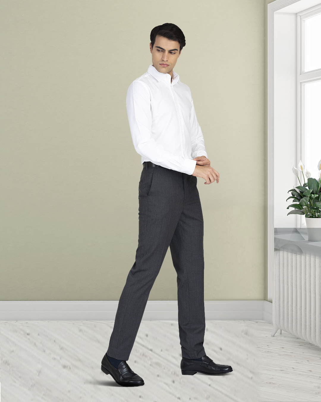 EZS Washable Wool Pants: Dark Grey