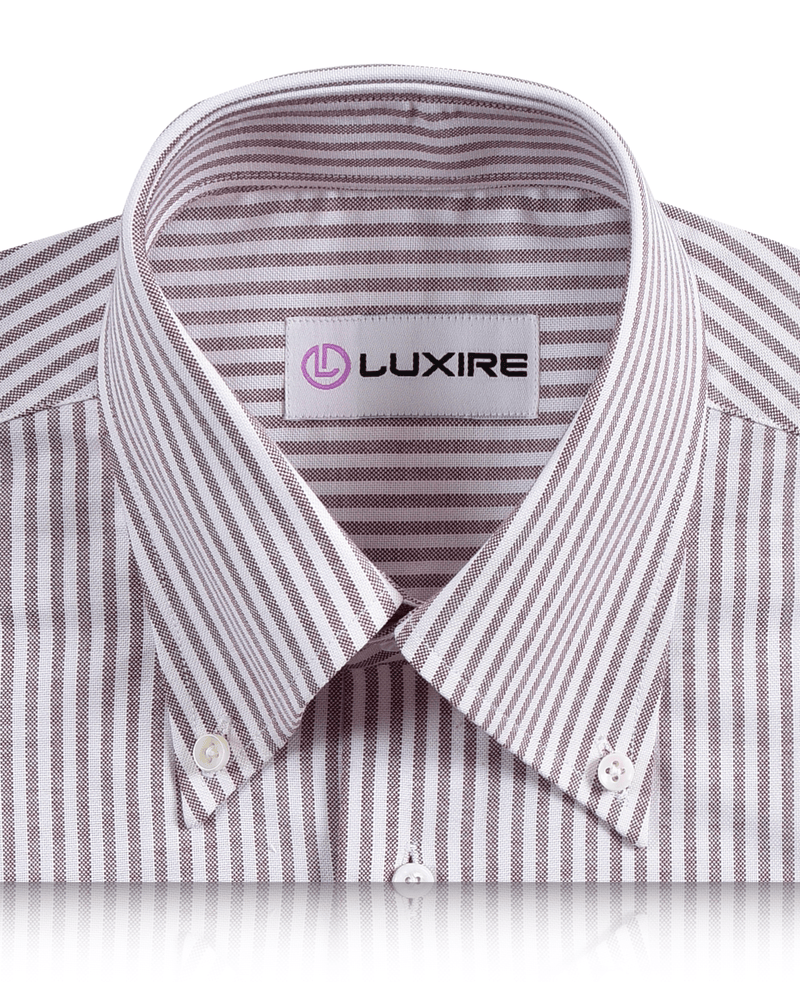 Bordeauxrotes, gestreiftes Oxford-Hemd mit knitterfreiem Material