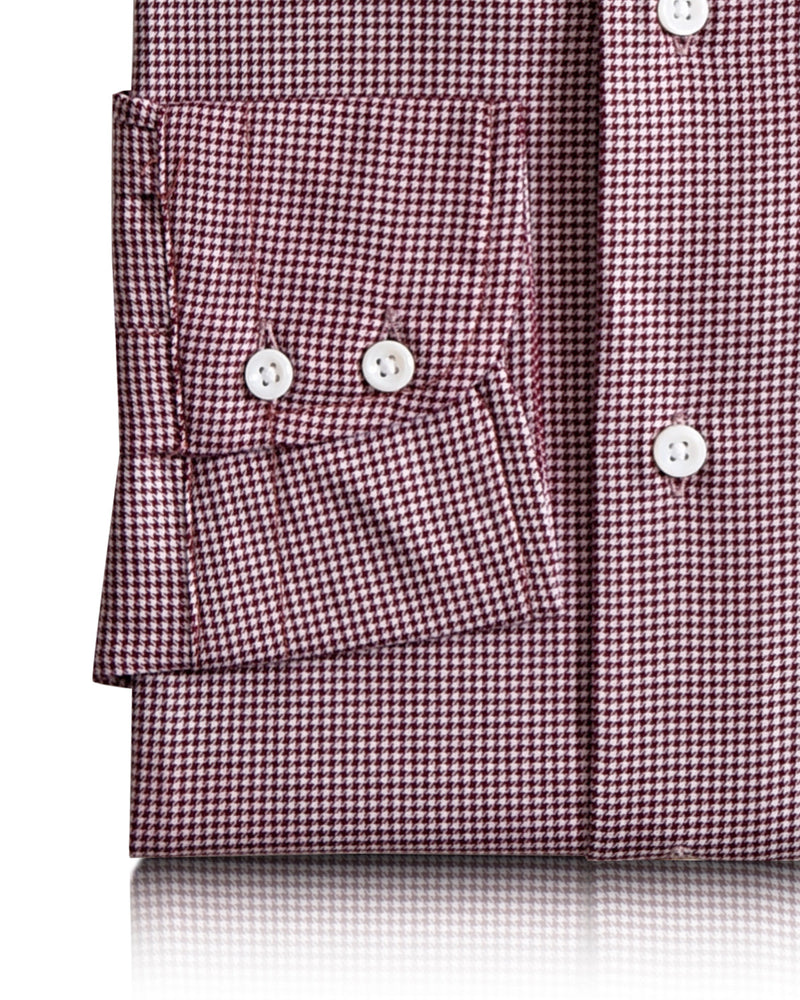 Maroon Houndstooth Checks on White