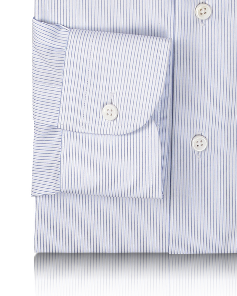 Weißes Twill-Hemd mit HairLine-Streifen