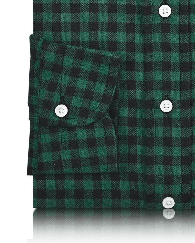 Grüner schwarzer Gingham-Twill-Flanell