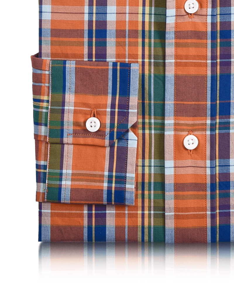 Orange Grün Blau Madras-Karos