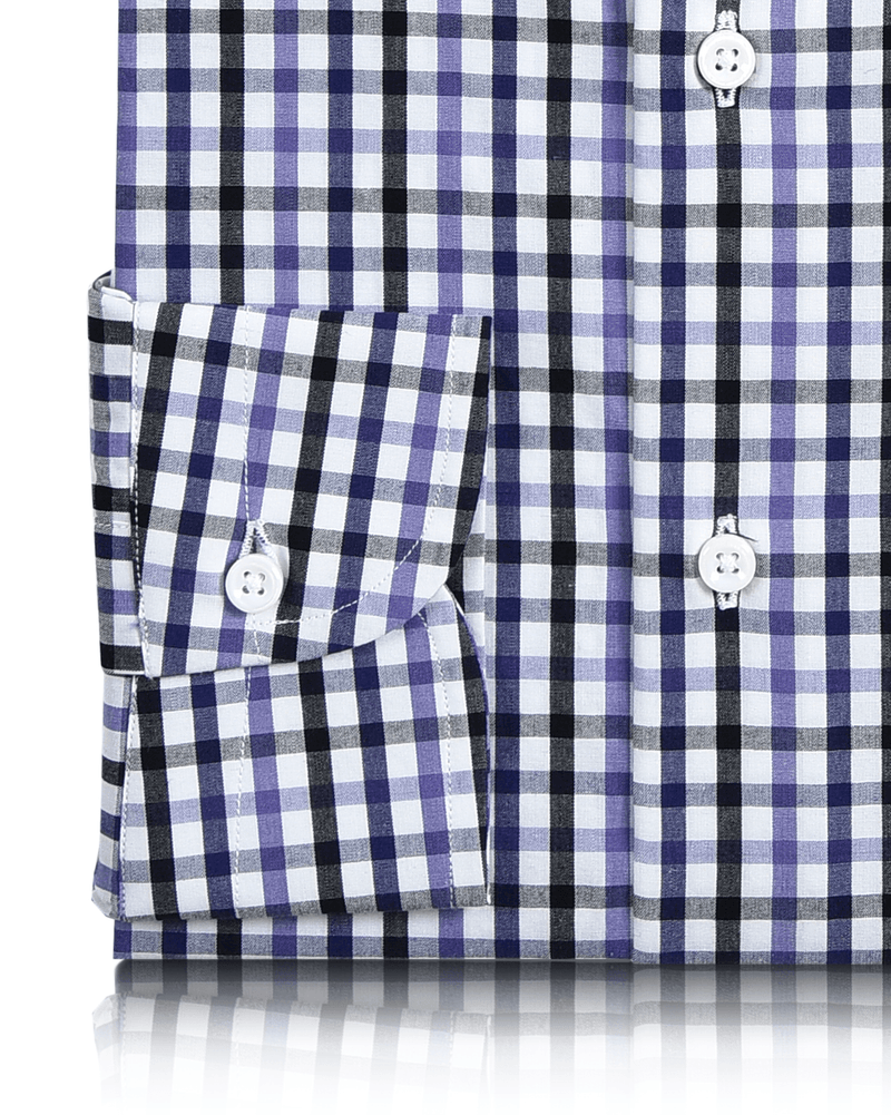 Lila-schwarzes Tattersall Gingham-Hemd
