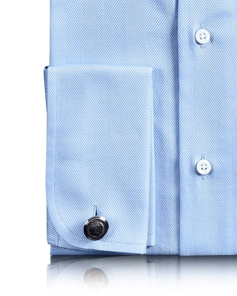 Zegna Hellblaues Kleid mit Fischgrätenmuster