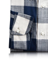 Dunkelblaue, cremefarbene, große Gingham-Karos