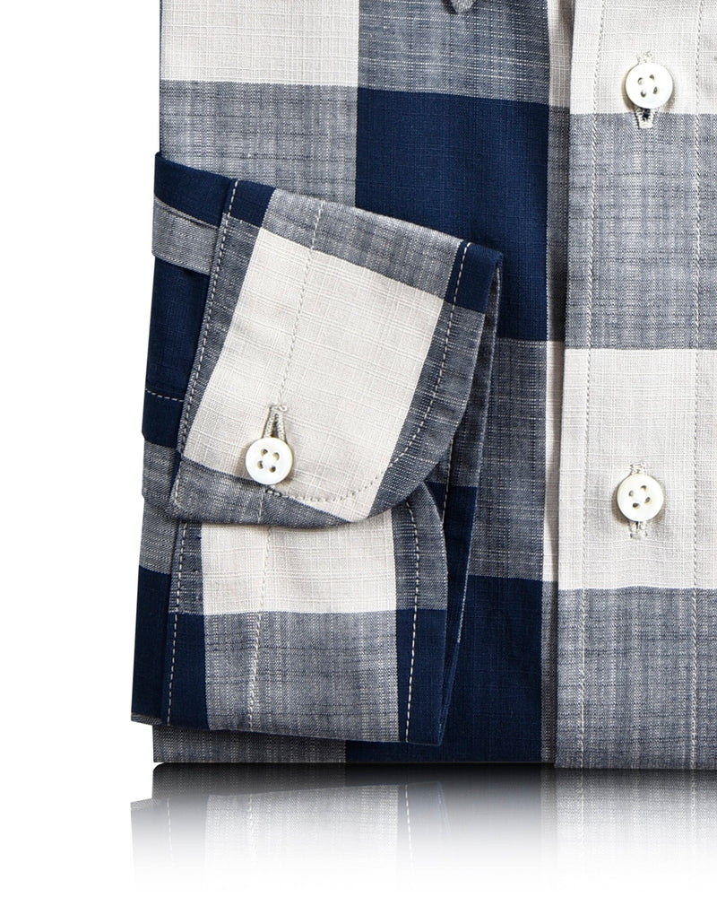 Dunkelblaue, cremefarbene, große Gingham-Karos
